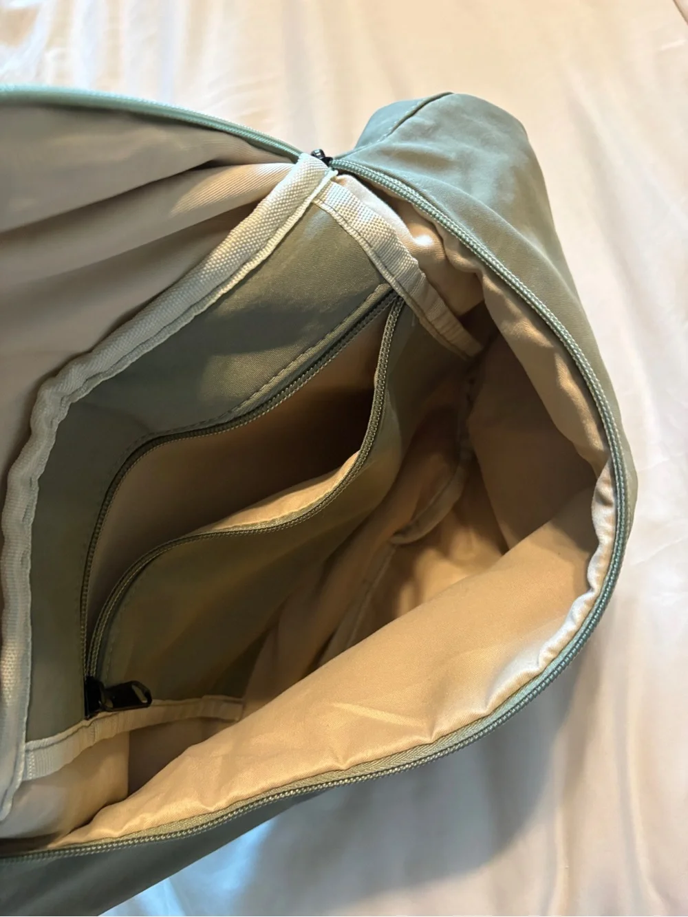 Olive Green Oversized Nylon Sling Crossbody Bag with Pouch